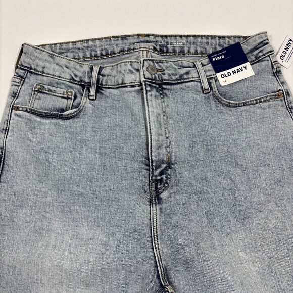 Old Navy Higher High Rise Flare Jeans Size 14 Acid Wash Raw Hem - Picture 4 of 5